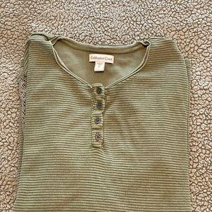 Olive Green Coldwater Creek Henley with Lace XL